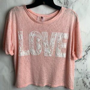 Anthropologie Mauve Pink Laced Top